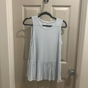 Light Blue Sleeveless Peplum Top